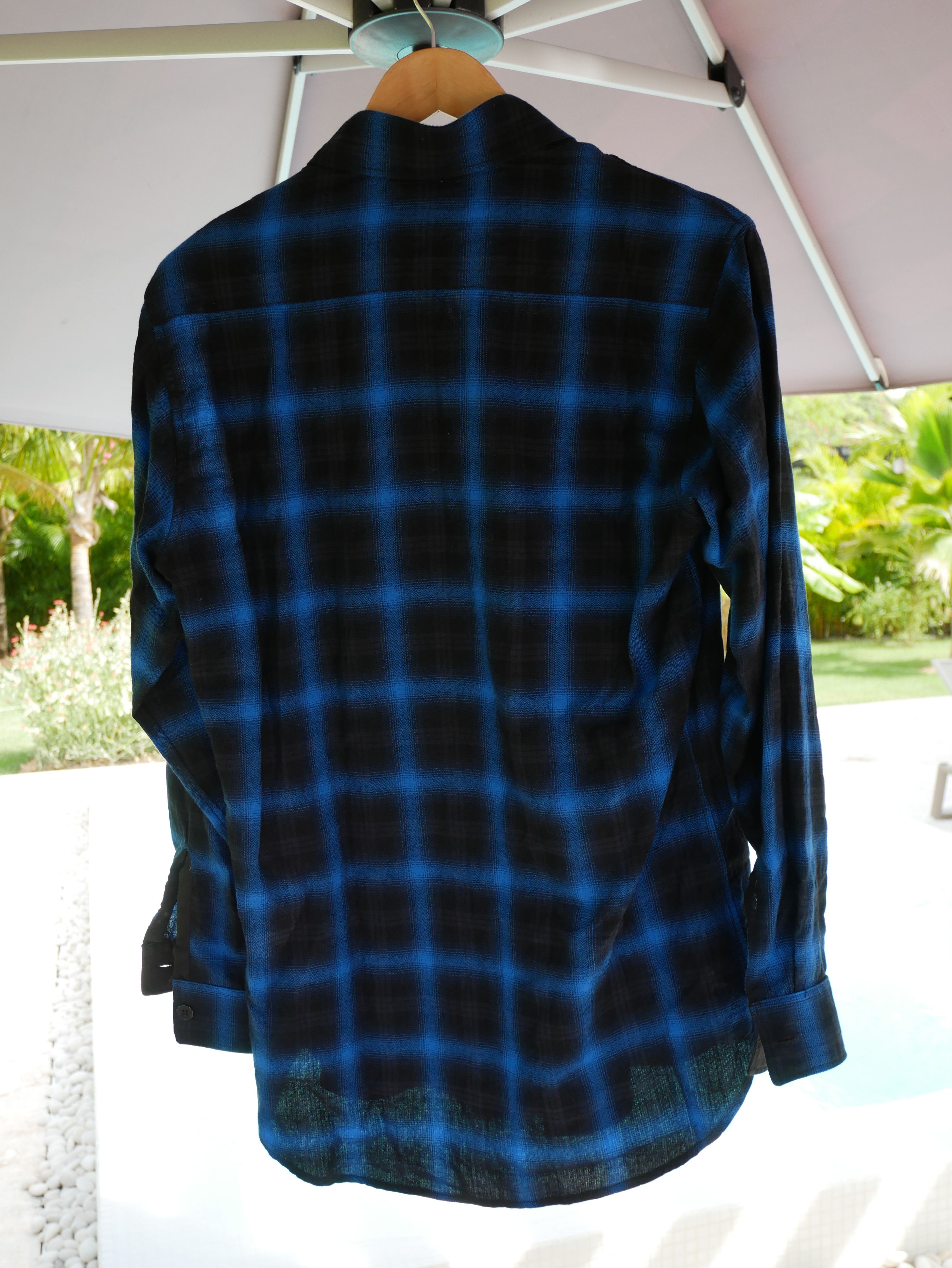 Saint Laurent Paris Oversized Blue and Black Tartan Plaid Cotton Flannel Size US M / EU 48-50 / 2 - 3 Thumbnail