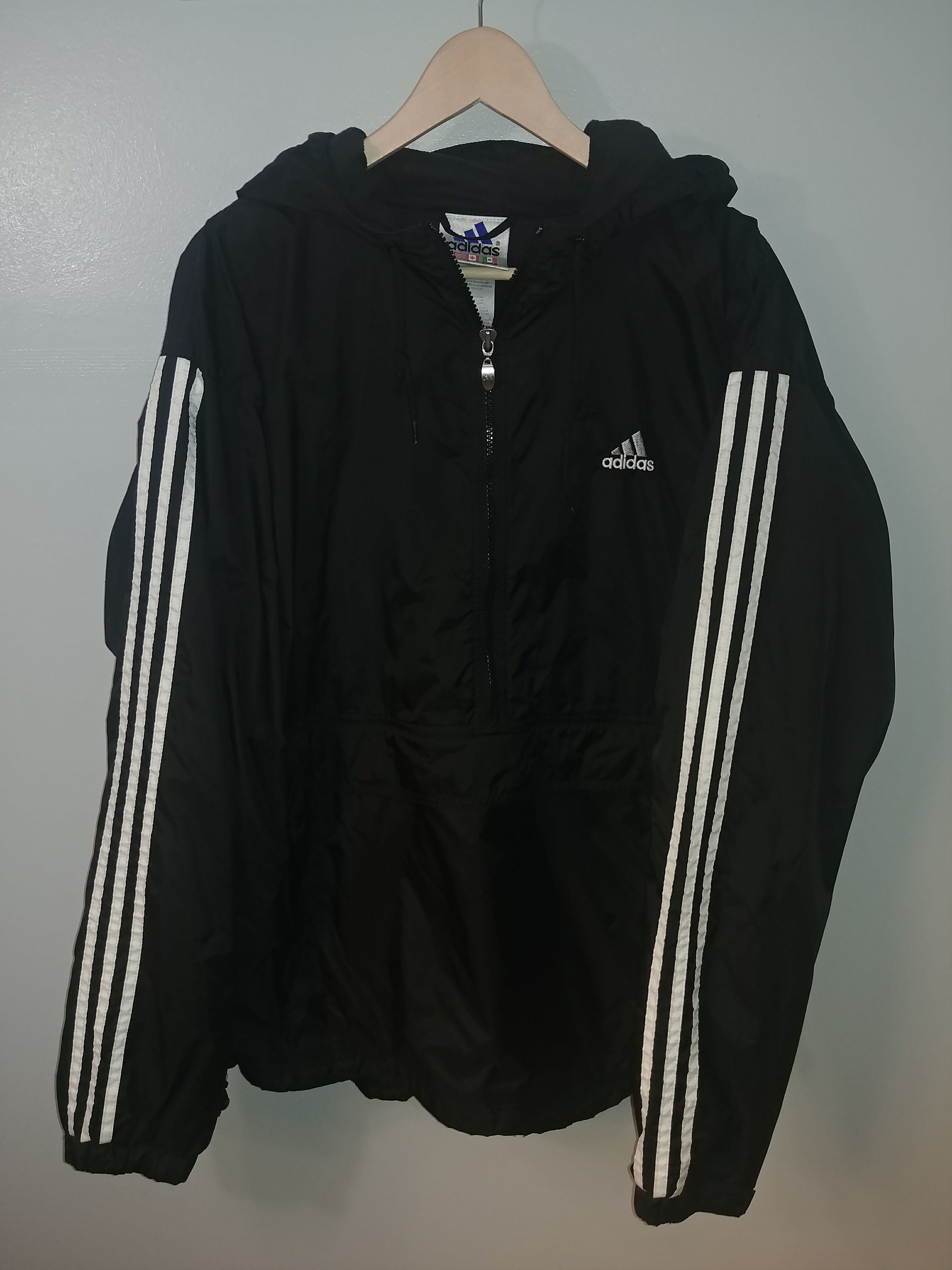 Adidas Vintage 90's Adidas 3 Stripes 1/2 Zip Pullover Windbreaker Size US L / EU 52-54 / 3 - 1 Thumbnail