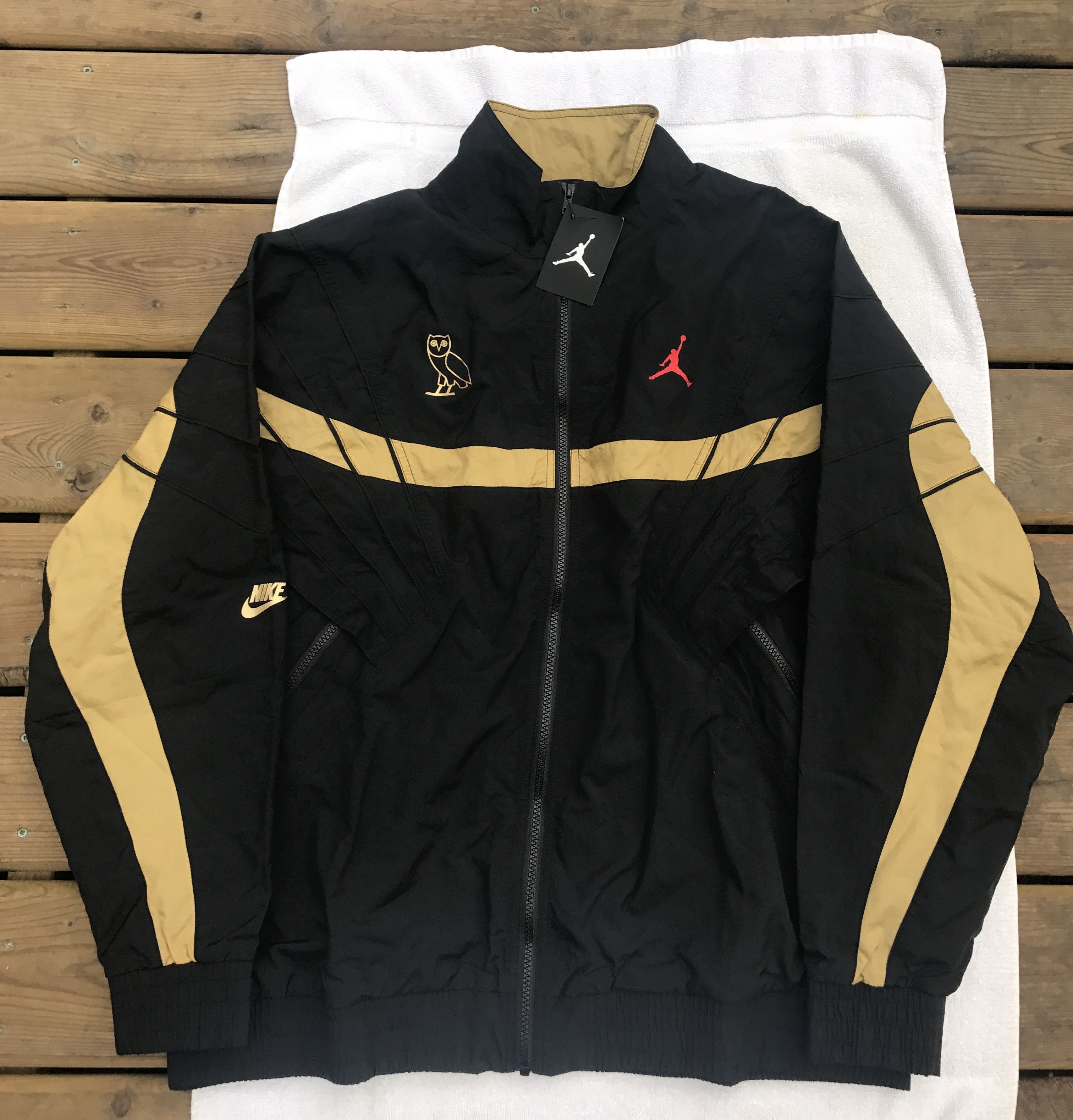 Drake Jordan Brand Octobers Very Own LAST DROP. OVO x Air Jordan Flight Retro 8 Track Jacket Black Gold Nike Grailed
