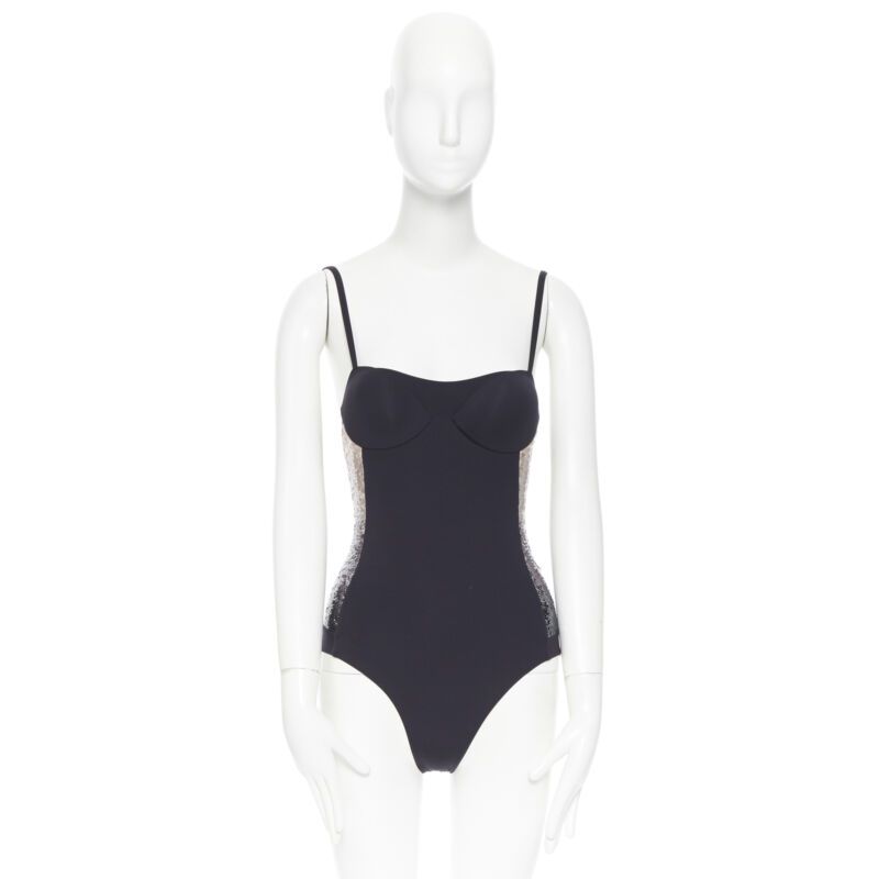 La Perla LA PERLA black nude black gradient sequins side padded swimsuit top IT40 XS Size S / US 4 / IT 40 - 2 Preview