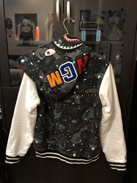 Bape Space Camo Shark Sweat Varsity Hoodie Jacket Grailed