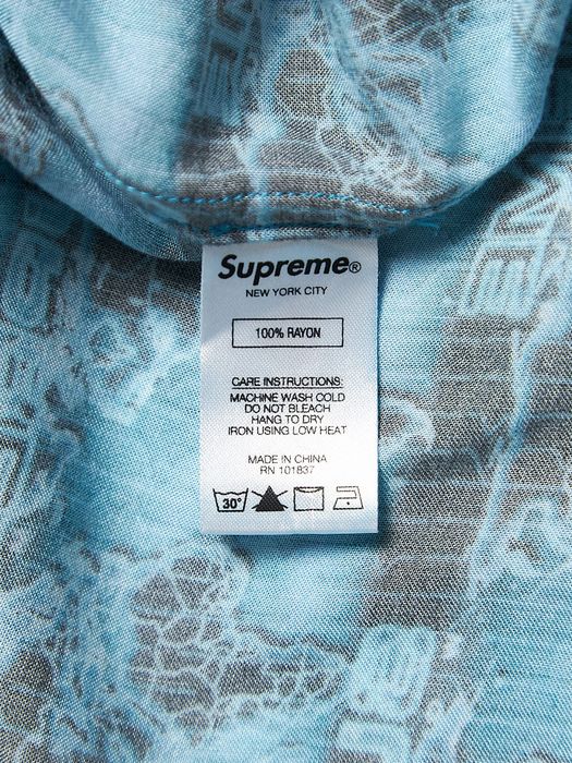 Supreme Blue And Black Ornament Logo Rayon Shirt | Grailed