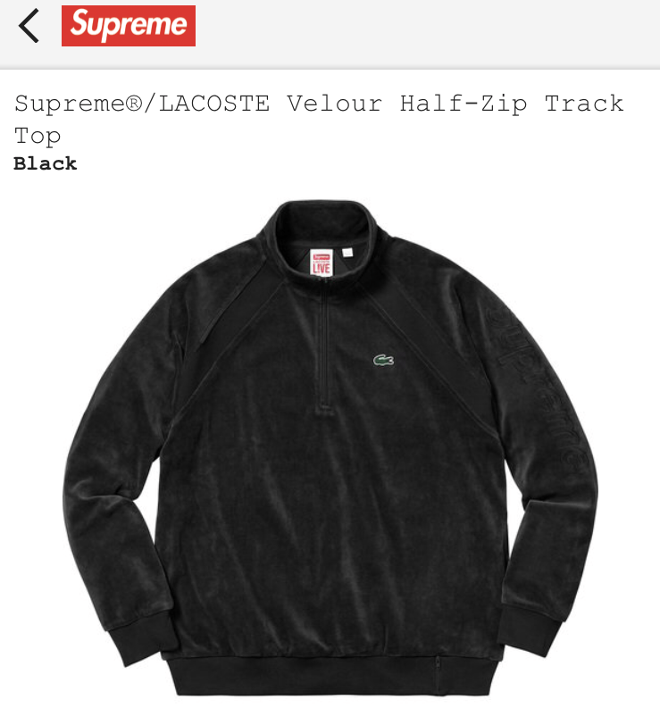 Half zip supreme outlet lacoste