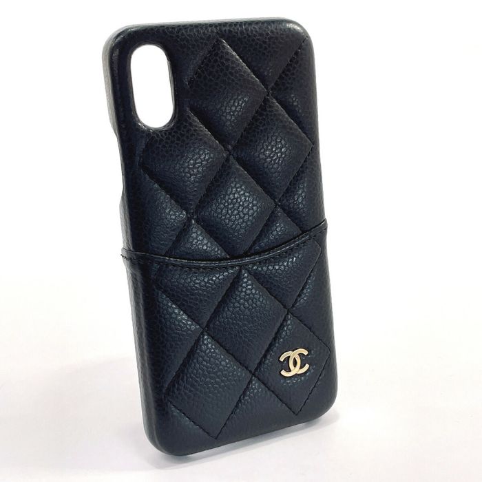 Chanel CHANEL iPhone Case X/XS Matelasse Coco Mark Other Accessories Matte  Caviar Skin Women's Black