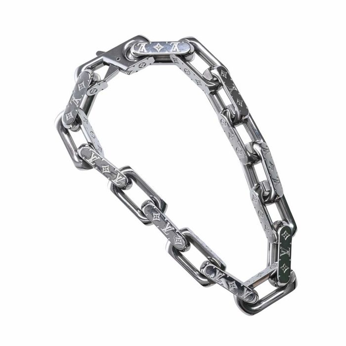 Louis Vuitton Monogram Chain Bracelet, Silver, L