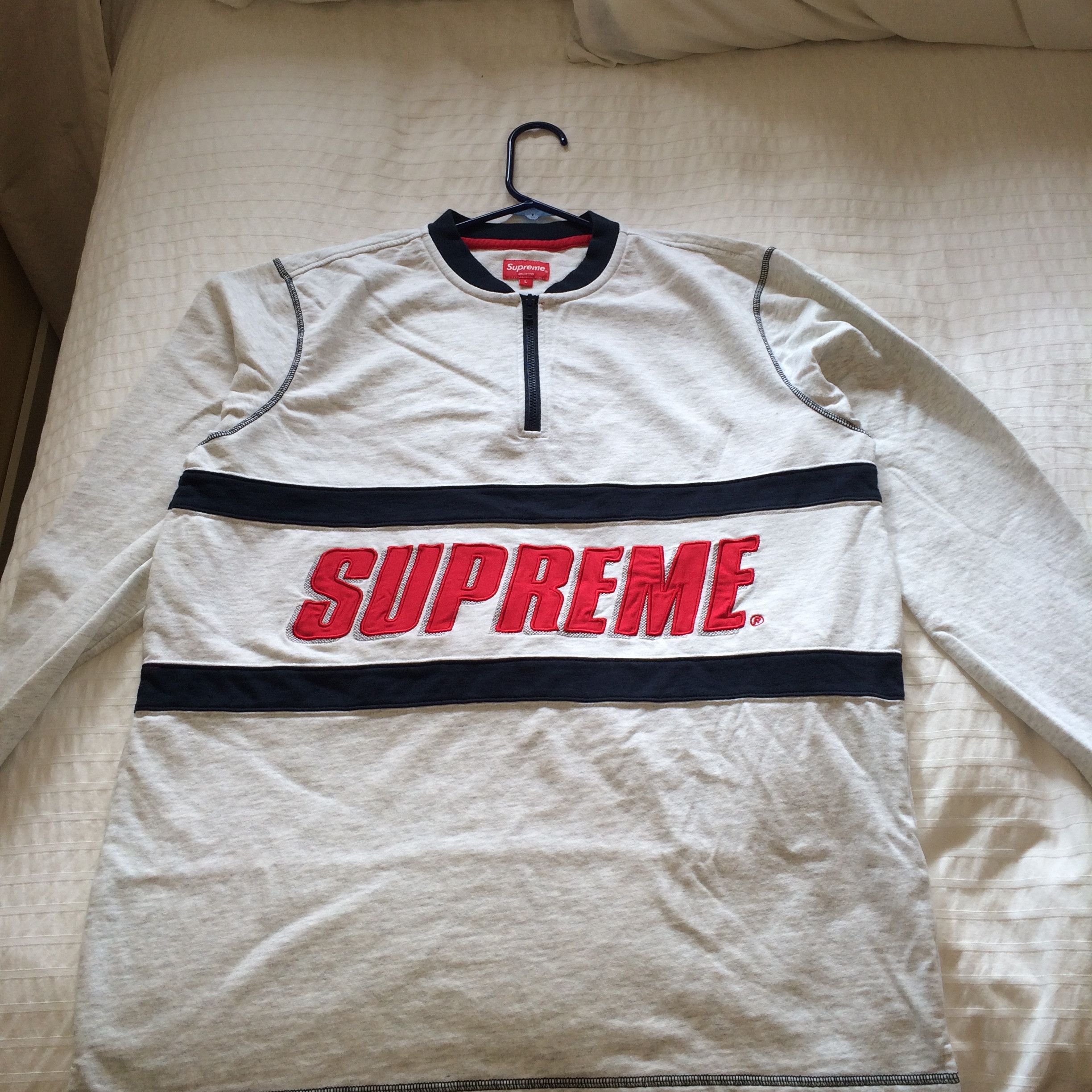 Supreme SS16 Bar Logo Half Zip Ash Gray | Grailed
