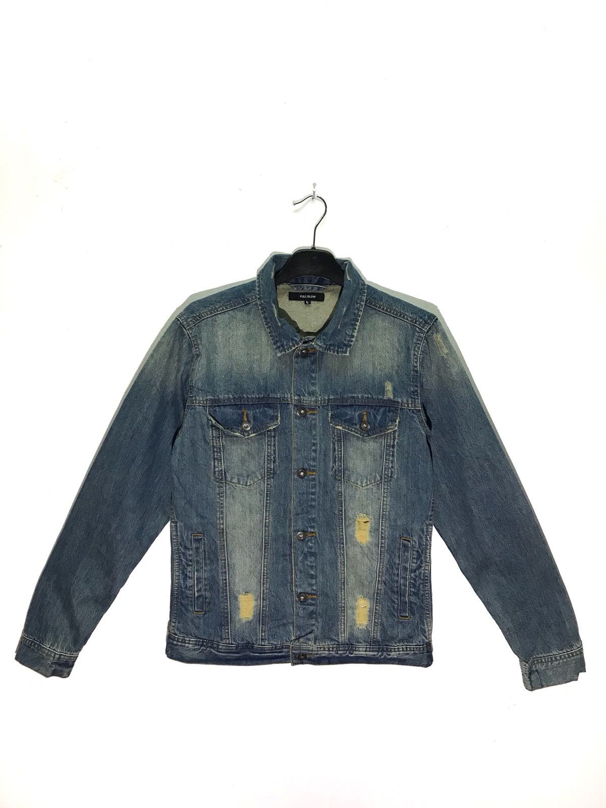 Japanese Brand Full Glow Distressed Denim Jacket