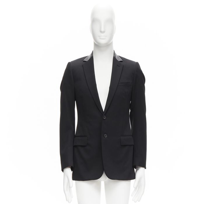 Dior DIOR HOMME Hedi Slimane black leather collar classic 2-button