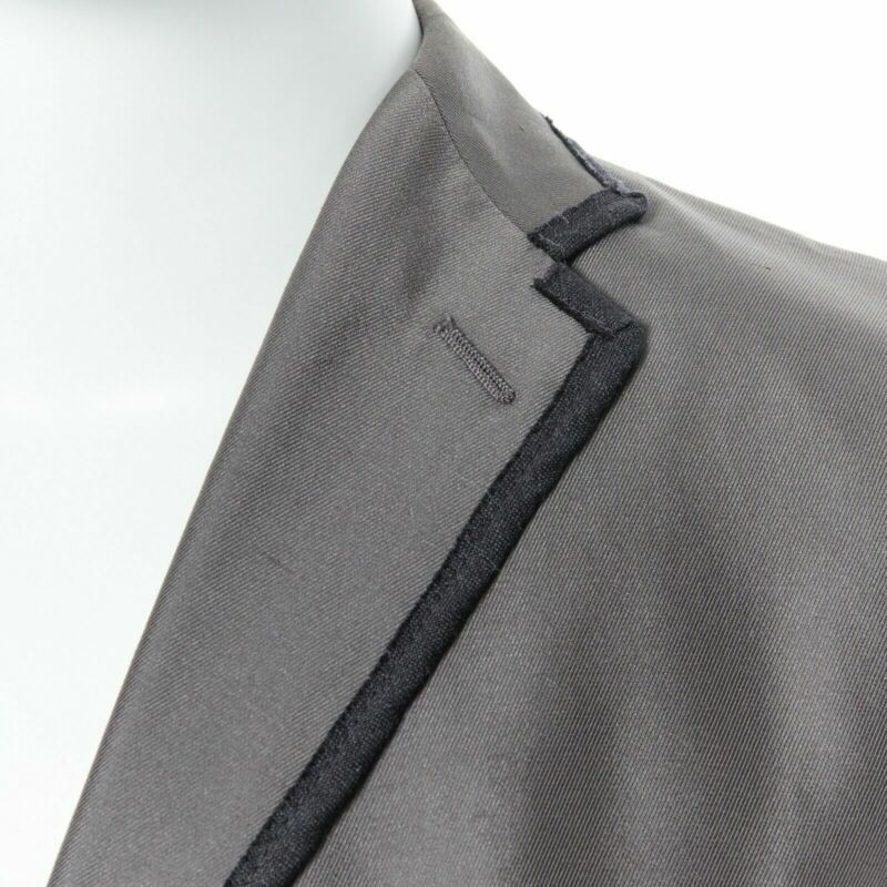 Bottega Veneta BOTTEGA VENETA green grey classic tailor cotton blazer jacket pipe trim IT48 M Size 48R - 6 Thumbnail