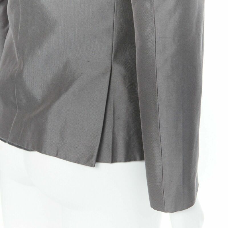 Bottega Veneta BOTTEGA VENETA green grey classic tailor cotton blazer jacket pipe trim IT48 M Size 48R - 8 Thumbnail