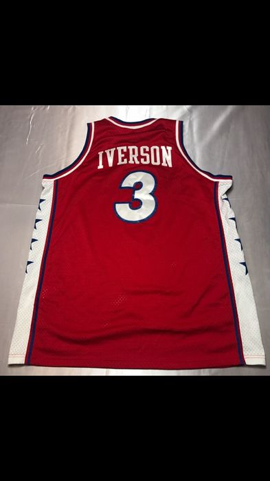 Nike Vintage Mens XXL Nike Red Philadelphia Sixers Allen Iverson ...