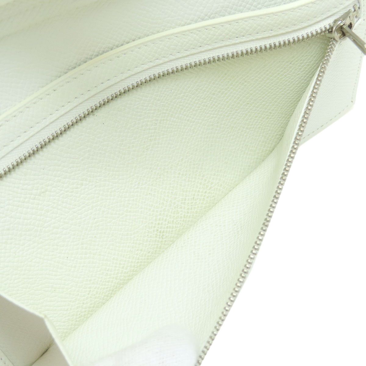 Hermes Bearn Souffle White Silver Metal Fittings Long Wallet