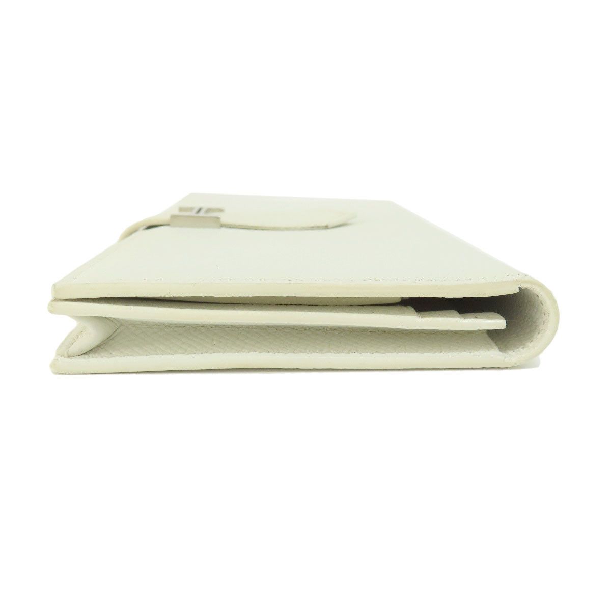 Hermes Bearn Souffle White Silver Metal Fittings Long Wallet