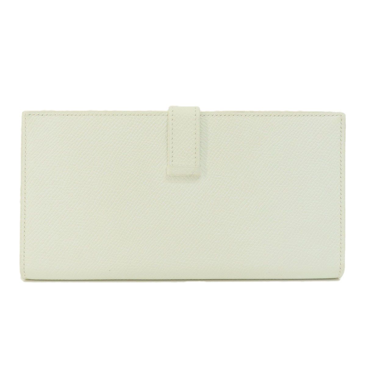 Hermes Bearn Souffle White Silver Metal Fittings Long Wallet