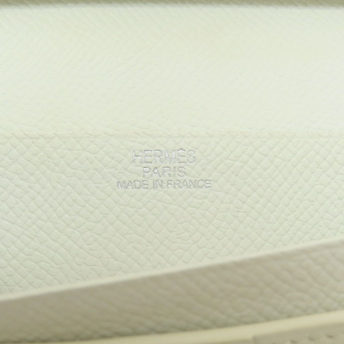Hermes Bearn Souffle White Silver Metal Fittings Long Wallet