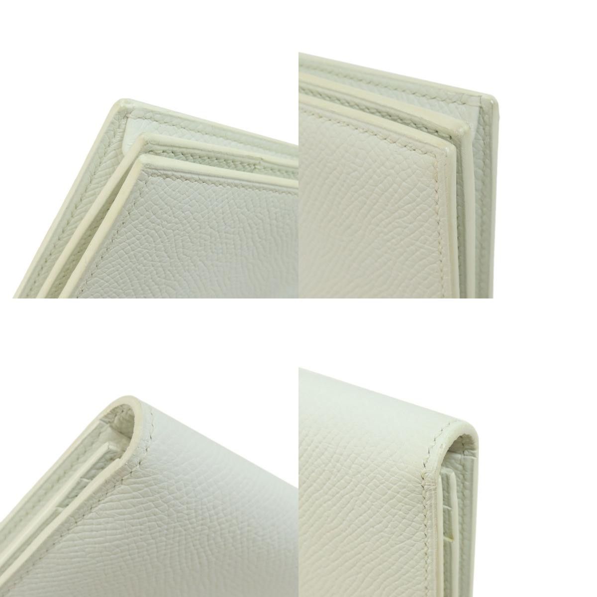 Hermes Bearn Souffle White Silver Metal Fittings Long Wallet