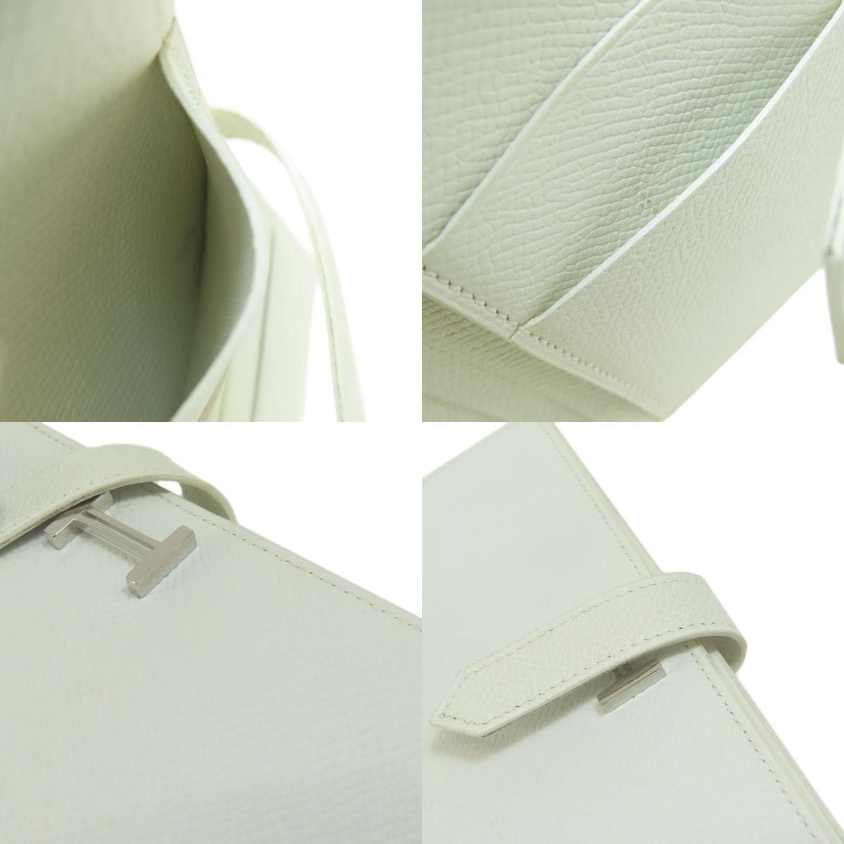 Hermes Bearn Souffle White Silver Metal Fittings Long Wallet