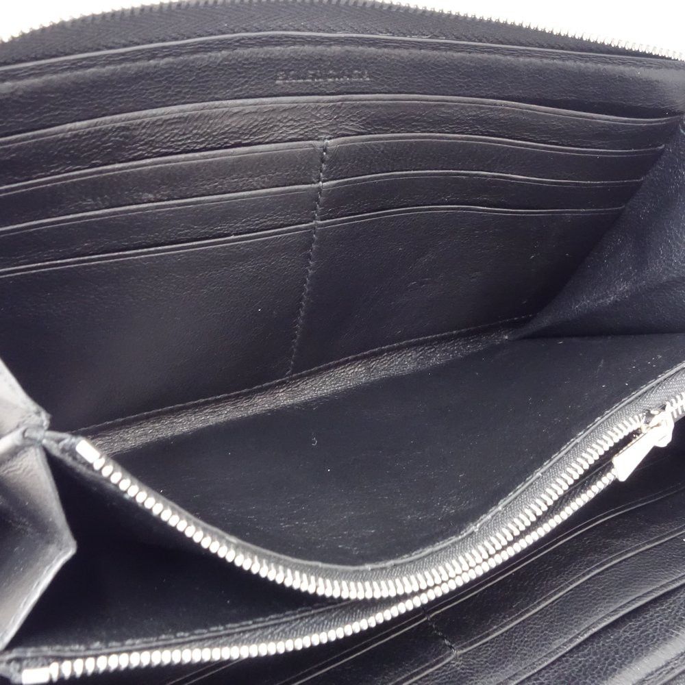 Balenciaga Round Zipper Long Wallet Calf Black