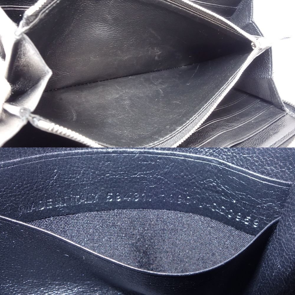 Balenciaga Round Zipper Long Wallet Calf Black