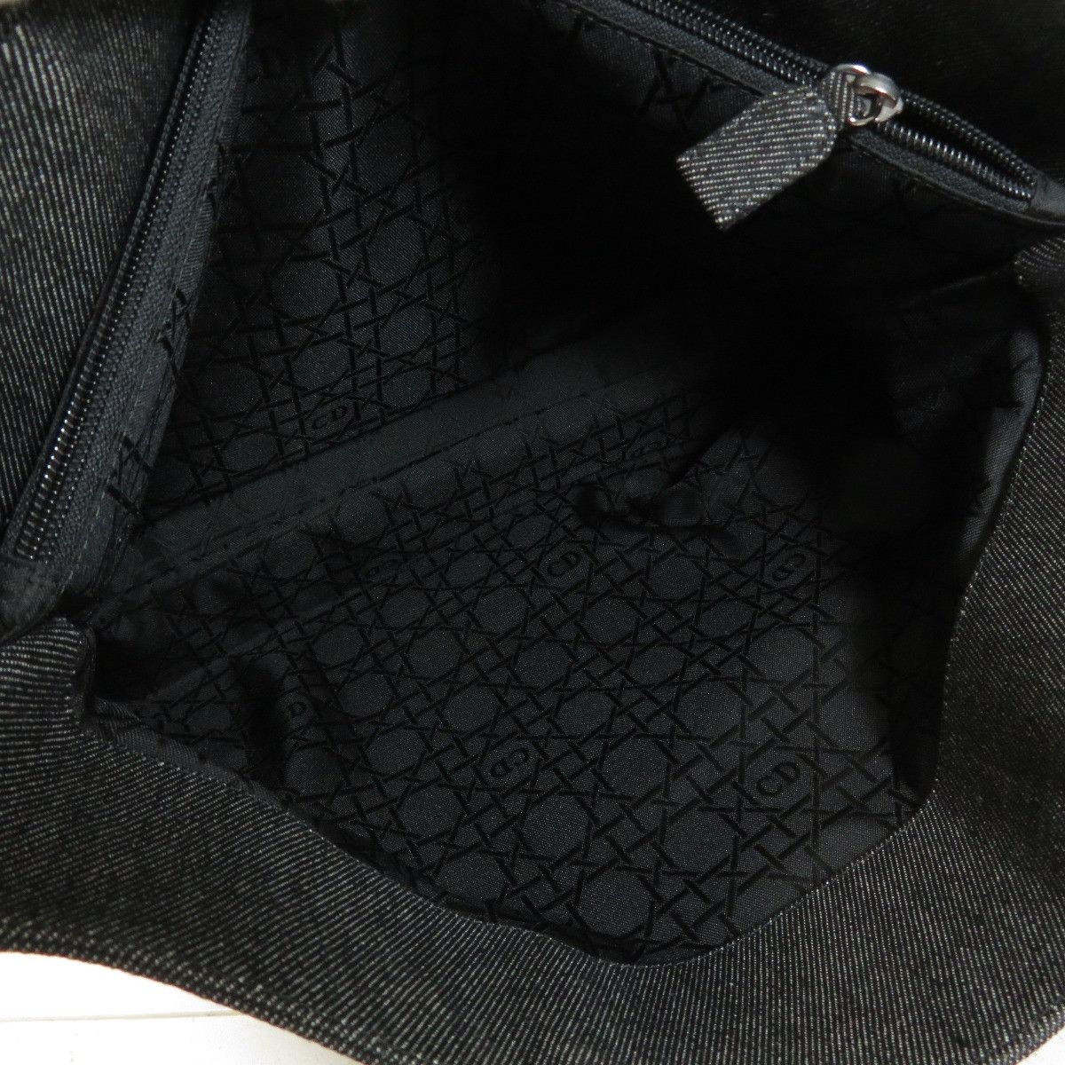 Dior Logo Charm Tote Bag Denim Gray