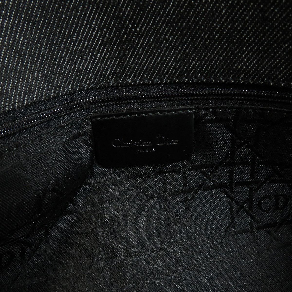 Dior Logo Charm Tote Bag Denim Gray