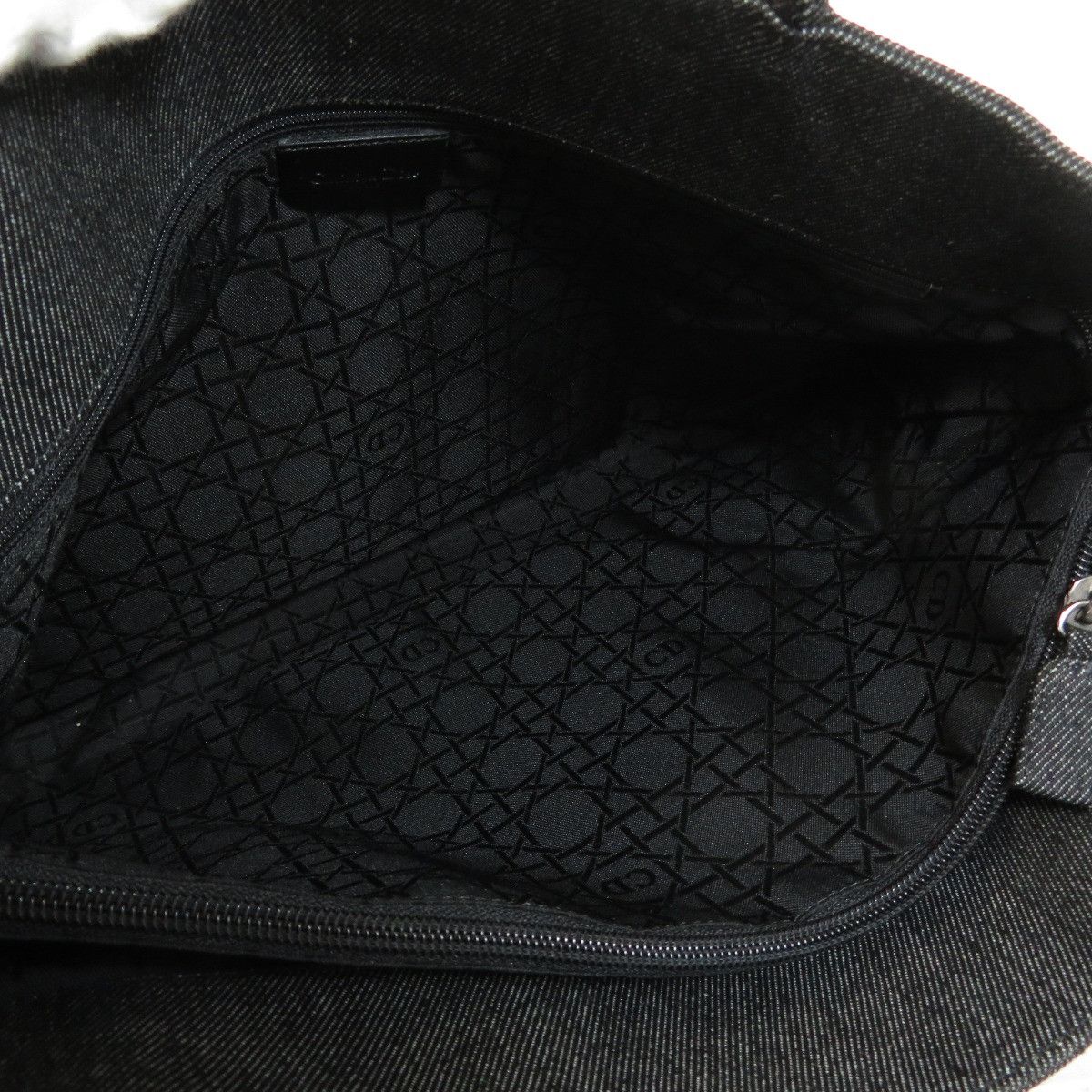 Dior Logo Charm Tote Bag Denim Gray
