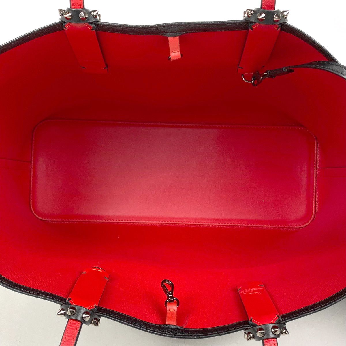 Christian Louboutin Cabata Tote Bag Shoulder Bag Leather Black Red