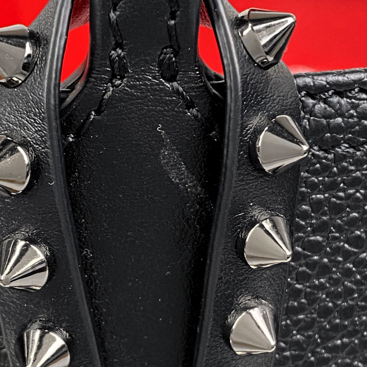 Christian Louboutin Cabata Tote Bag Shoulder Bag Leather Black Red