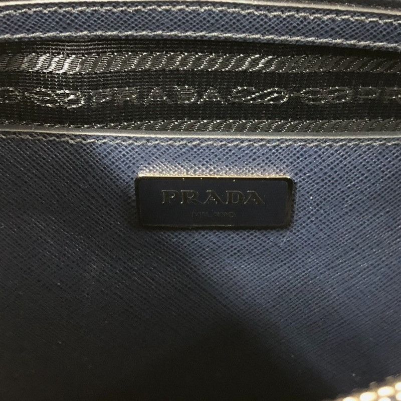 Prada 2way Handbag Leather Navy