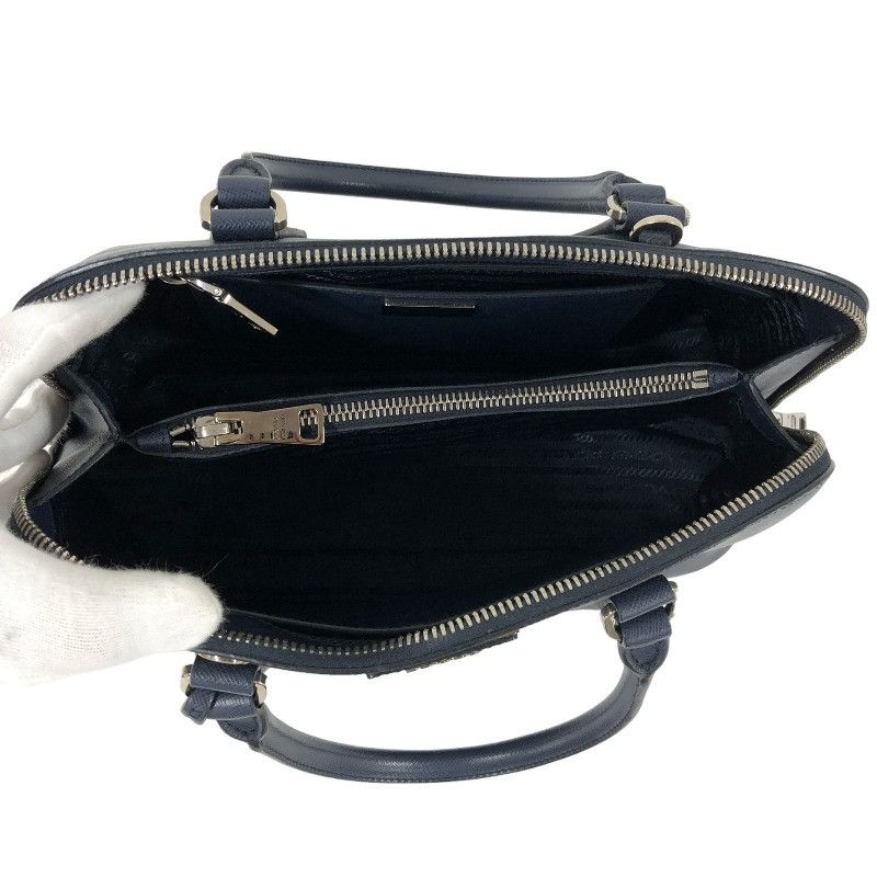Prada 2way Handbag Leather Navy