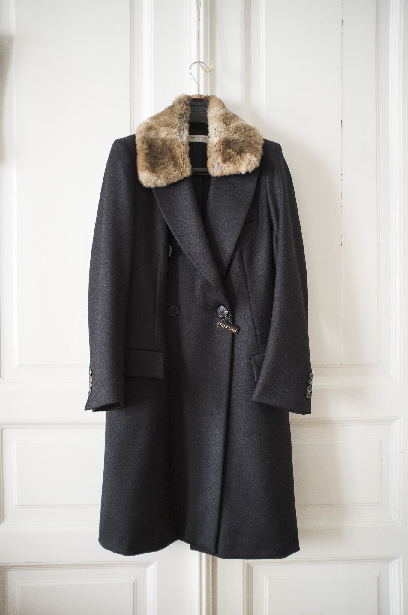 Runway Rabbit Fur Collar Coat