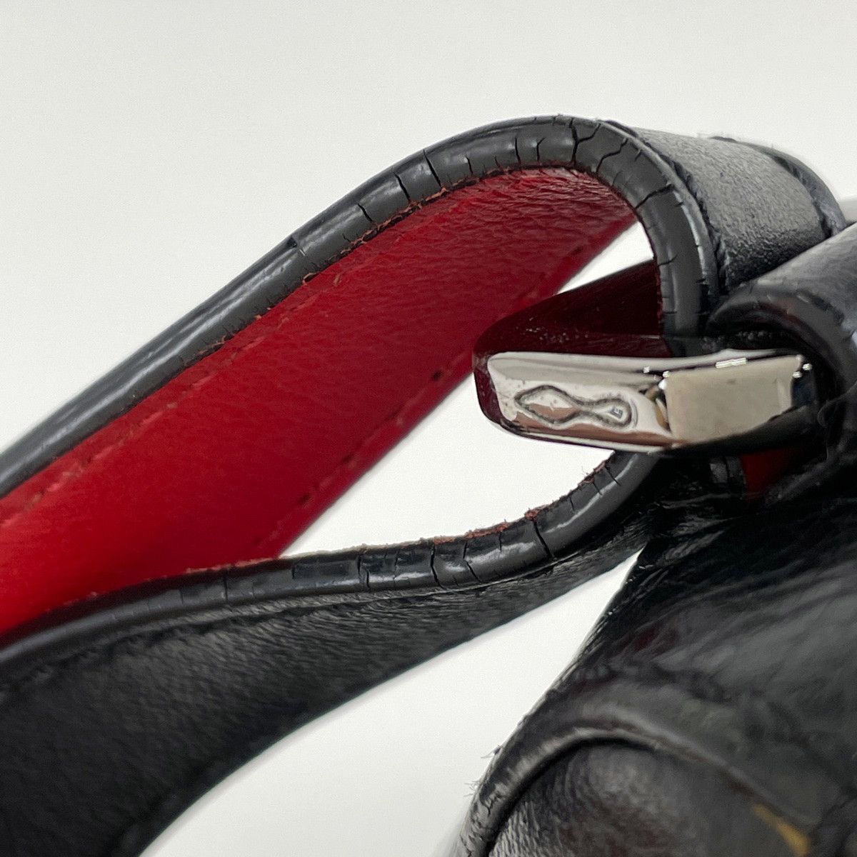 Christian Louboutin Leather Shoulder Bag Black Red