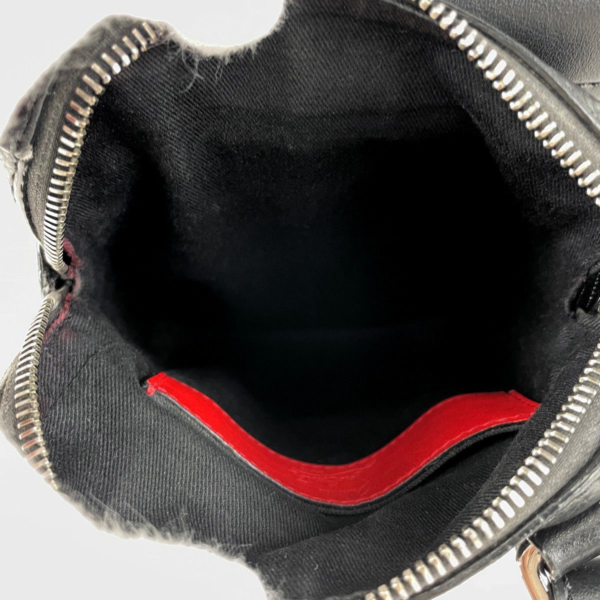 Christian Louboutin Leather Shoulder Bag Black Red
