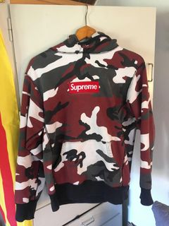 SLUM LTD  Supreme Box Logo Hooded Sweatshirt Red Camo