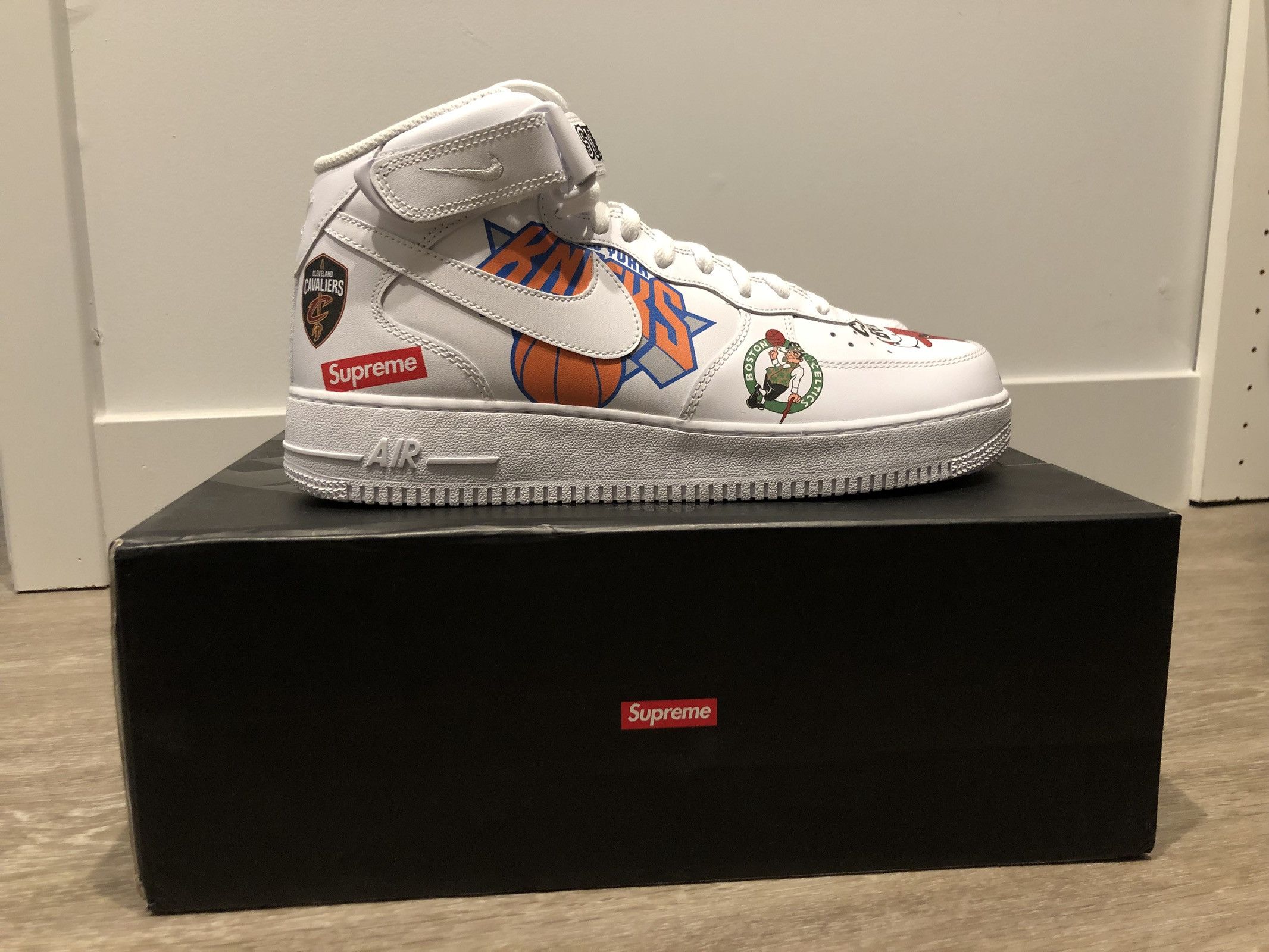 NBA × Nike × Supreme Air Force 1 Mid Supreme NBA White | Grailed