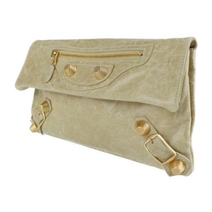 Balenciaga BALENCIAGA Giant Envelope Clutch Bag 186182 Leather Beige ...