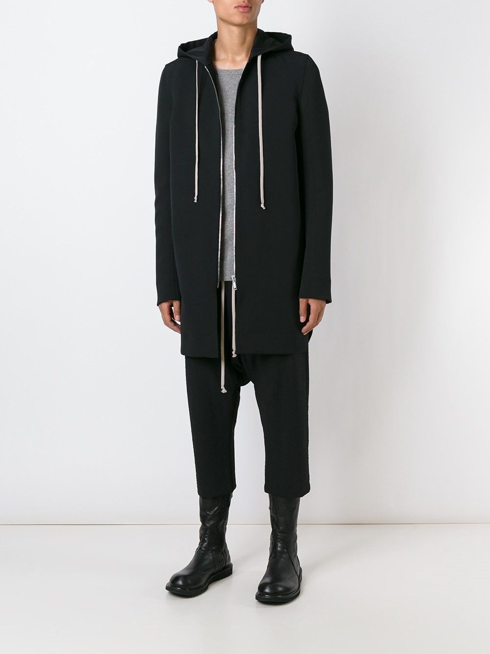 Rick Owens Rick Owens Long Hooded Neoprene Coat Grailed