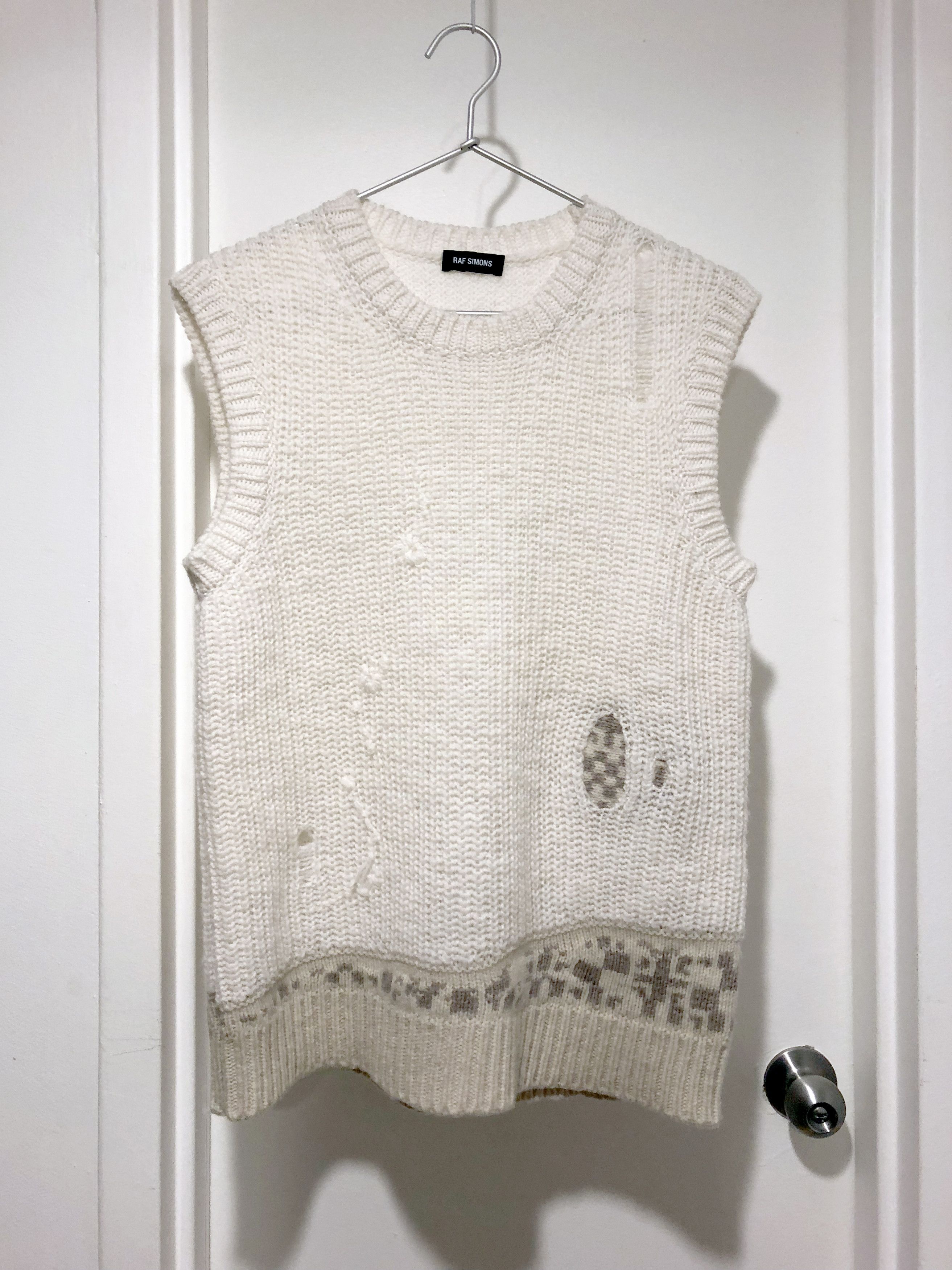 トップス RAF SIMONS 2015AW DISTRESSED KNIT VEST Raf Simons Distressed Sweater Vest | Grailed