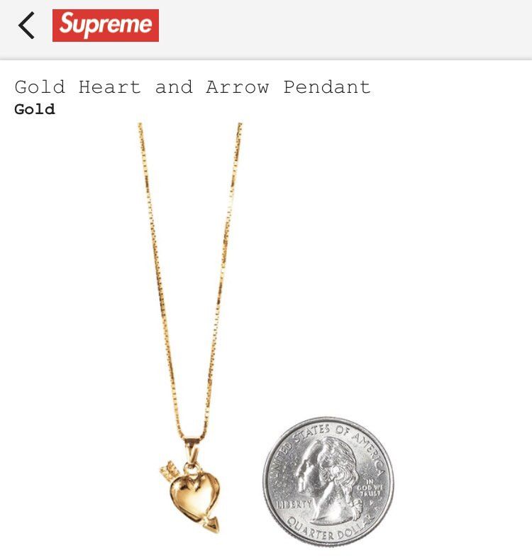 Supreme Supreme Gold Heart and Arrow Pendant | Grailed