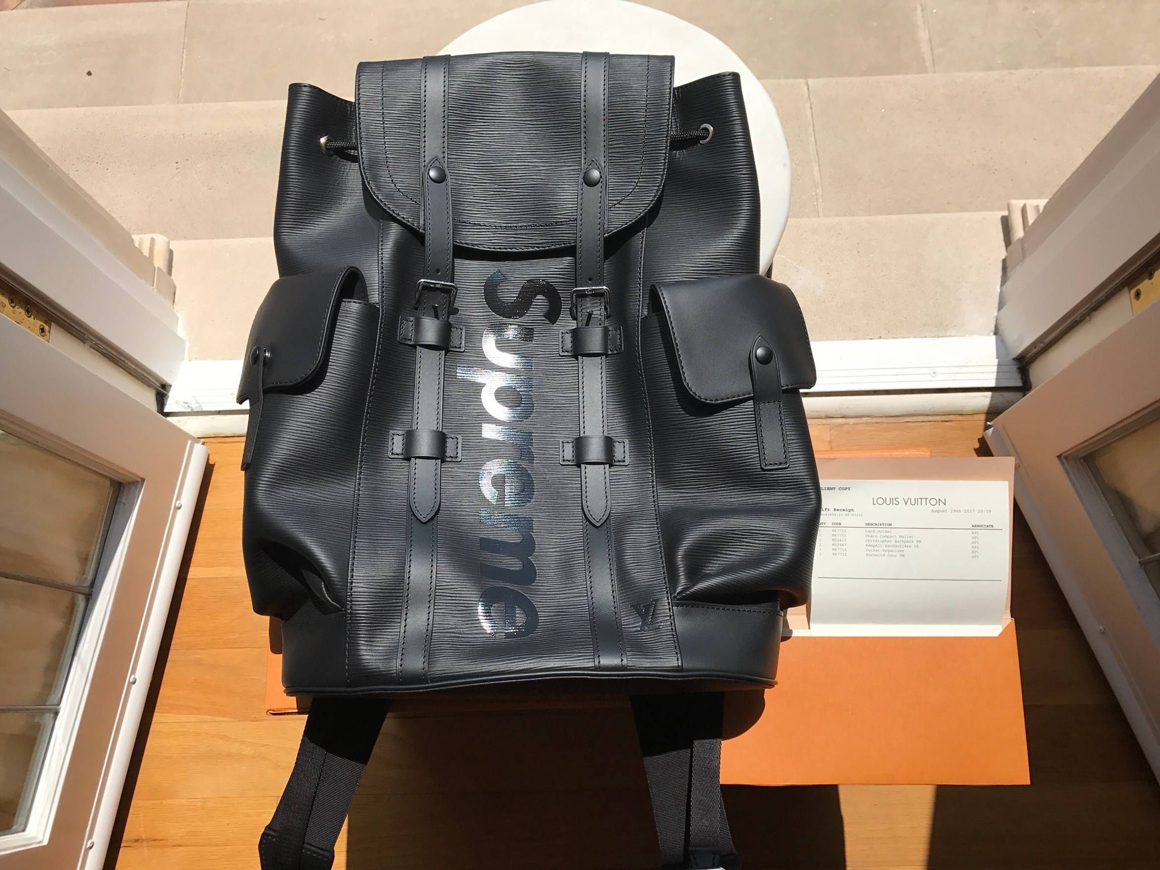 supreme louis vuitton backpack black
