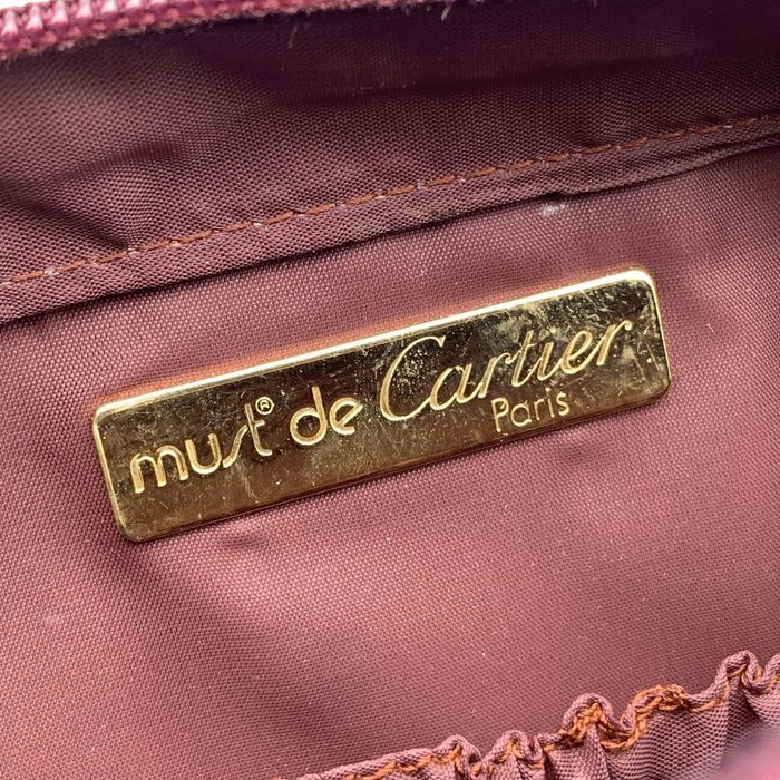 Cartier Cartier Vintage Burgundy Leather Pochette Cosmetic Bag