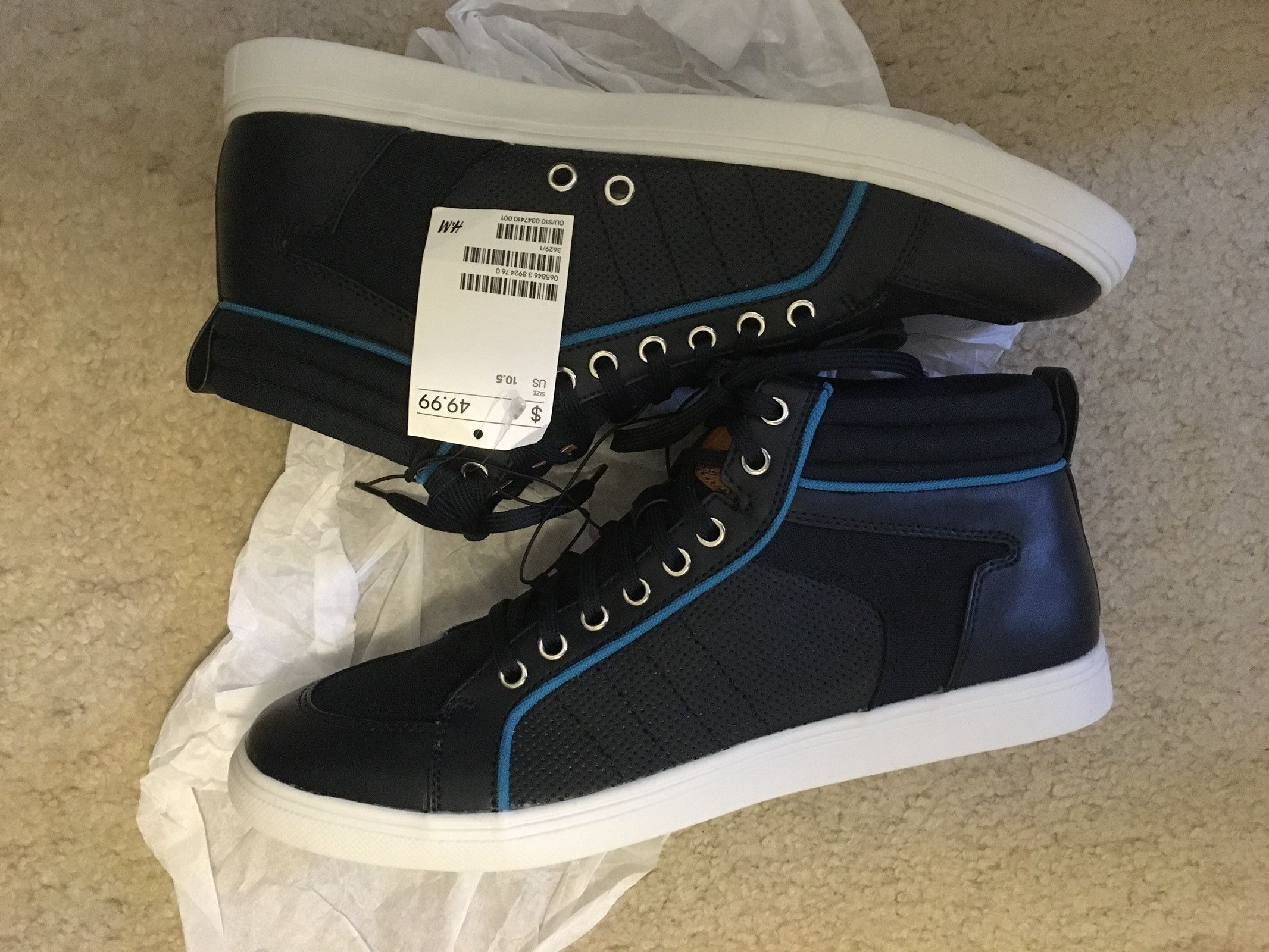 H&M Navy Blue High Top Sneakers Size US 10.5 / EU 43-44 - 1 Preview