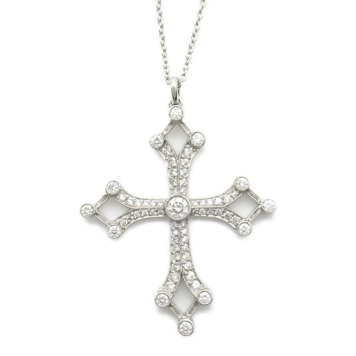 Tiffany & Co. TIFFANY&CO Cross Diamond Necklace Necklace Clear ...