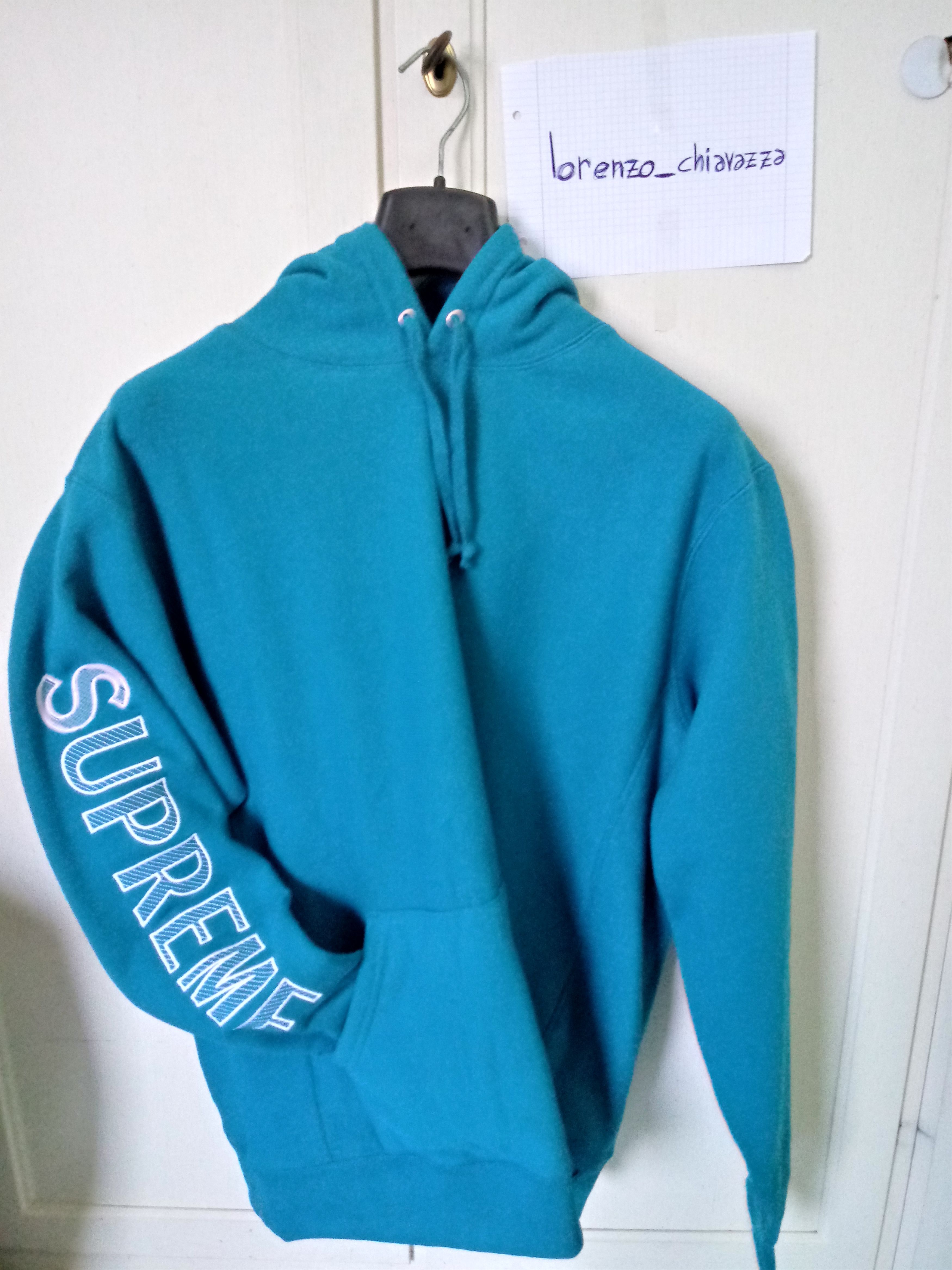 Supreme sleeve embroidery hotsell hooded sweatshirt dark aqua