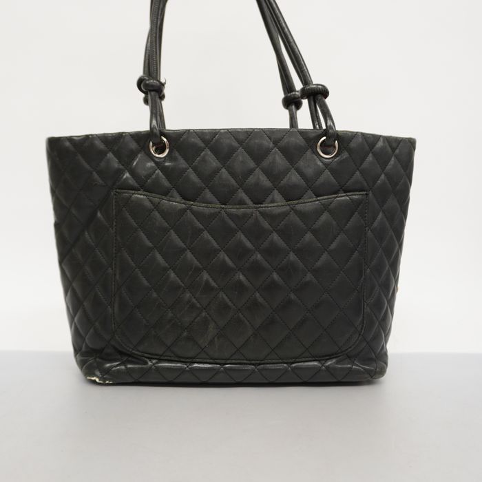 Chanel Auth Chanel Ligne Cambon Cambon Women's Leather Tote Bag Black