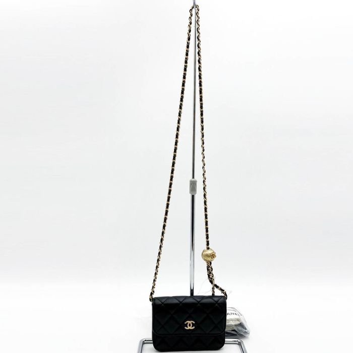Chanel Chanel Matelasse Chain Clutch Coco Ball Bag Pouch Mark Black Lambskin  Ladies