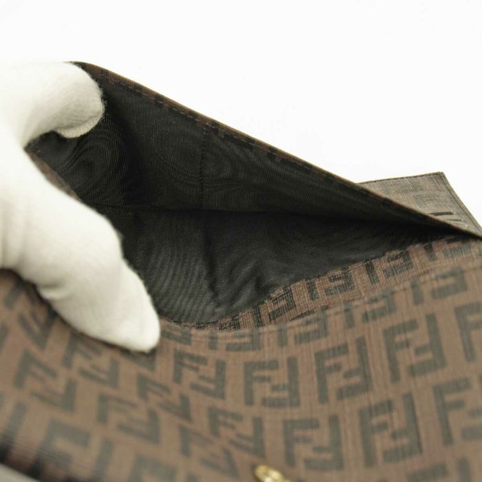 Fendi FENDI Zucca pattern long wallet PVC coated canvas brown ladies ...