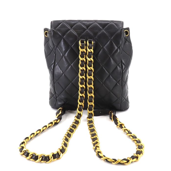 Chanel CHANEL Matelasse Chain Backpack Rucksack Leather Black Vintage Gold  Hardware duma