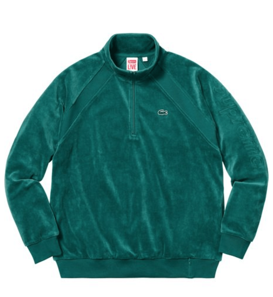 Lacoste Supreme Supreme LACOSTE Velour Half Zip Track Top Grailed