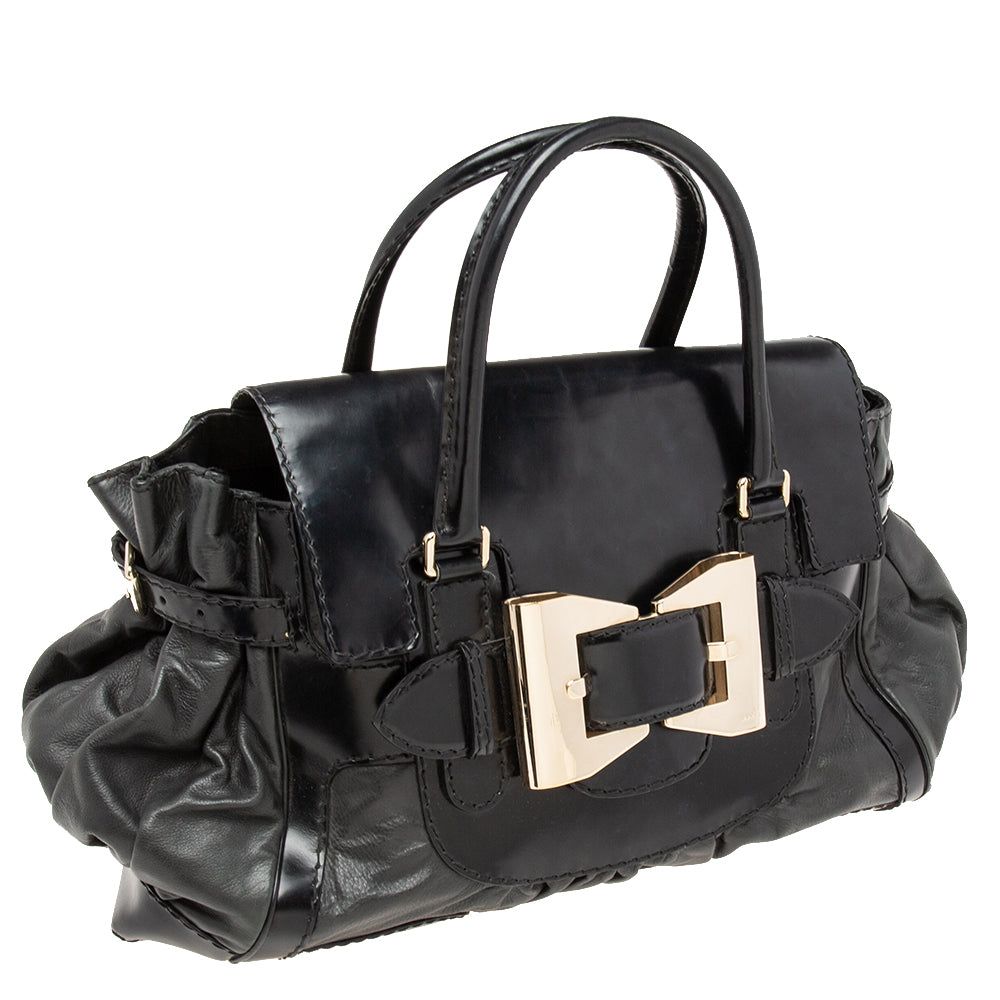 Gucci Gucci Black Leather Large Dialux Queen Tote Size ONE SIZE - 3 Thumbnail